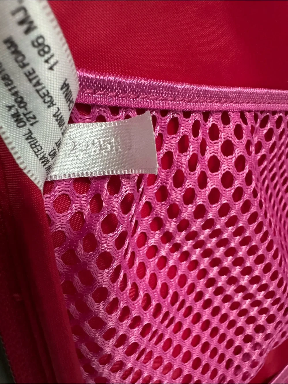 American Girl Red Doll Carrier with Pink Logo Panel and White Trim